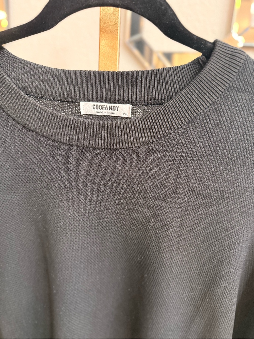 Coofandy Black Crewneck Dress Shirt - Men's Classic Knit